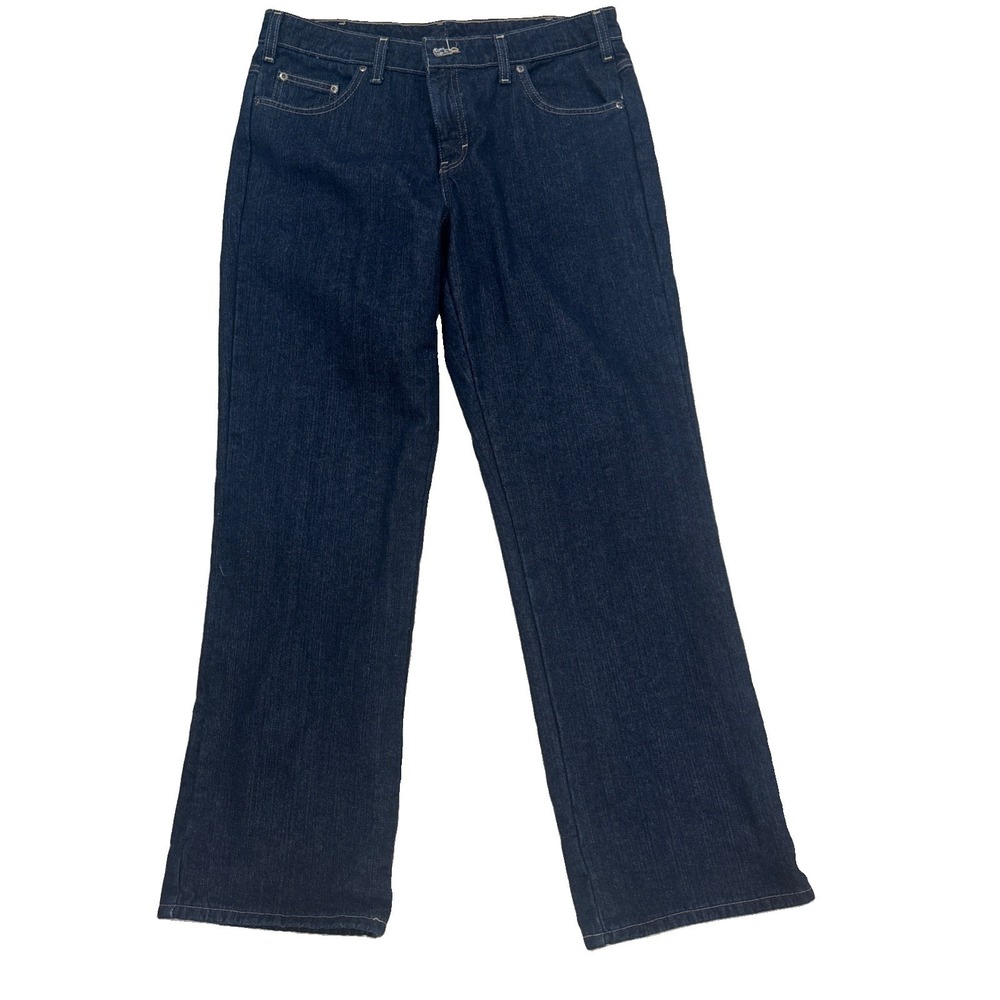 Dickies Jeans Flannel Lined Women's 12 Dark Blue Straight Leg